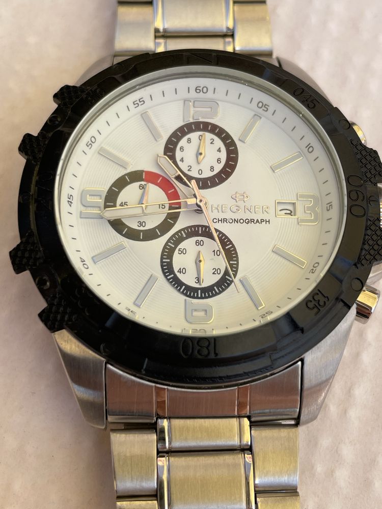 Relógio Hegner Chronograph HW 394 G – Aço inox, cronógrafo, como novo