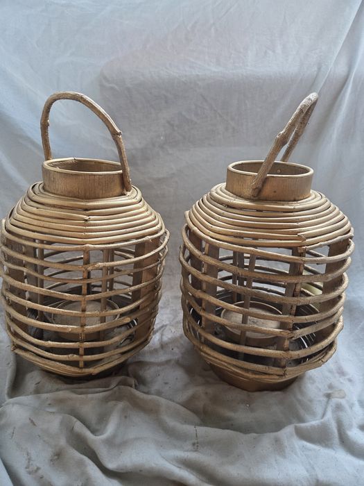 Candeeiro Natural com Vela e copo de vidro