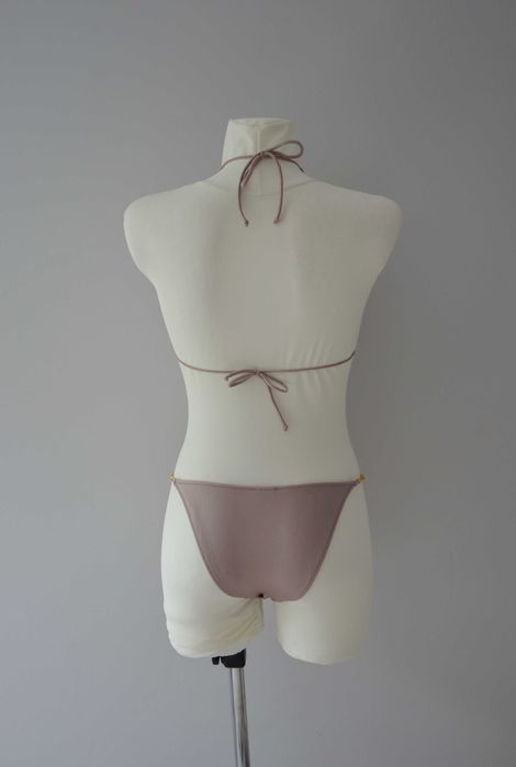 Calzedonia fioletowy liliowy satynowy strój kąpielowy bikini 75B 36 S