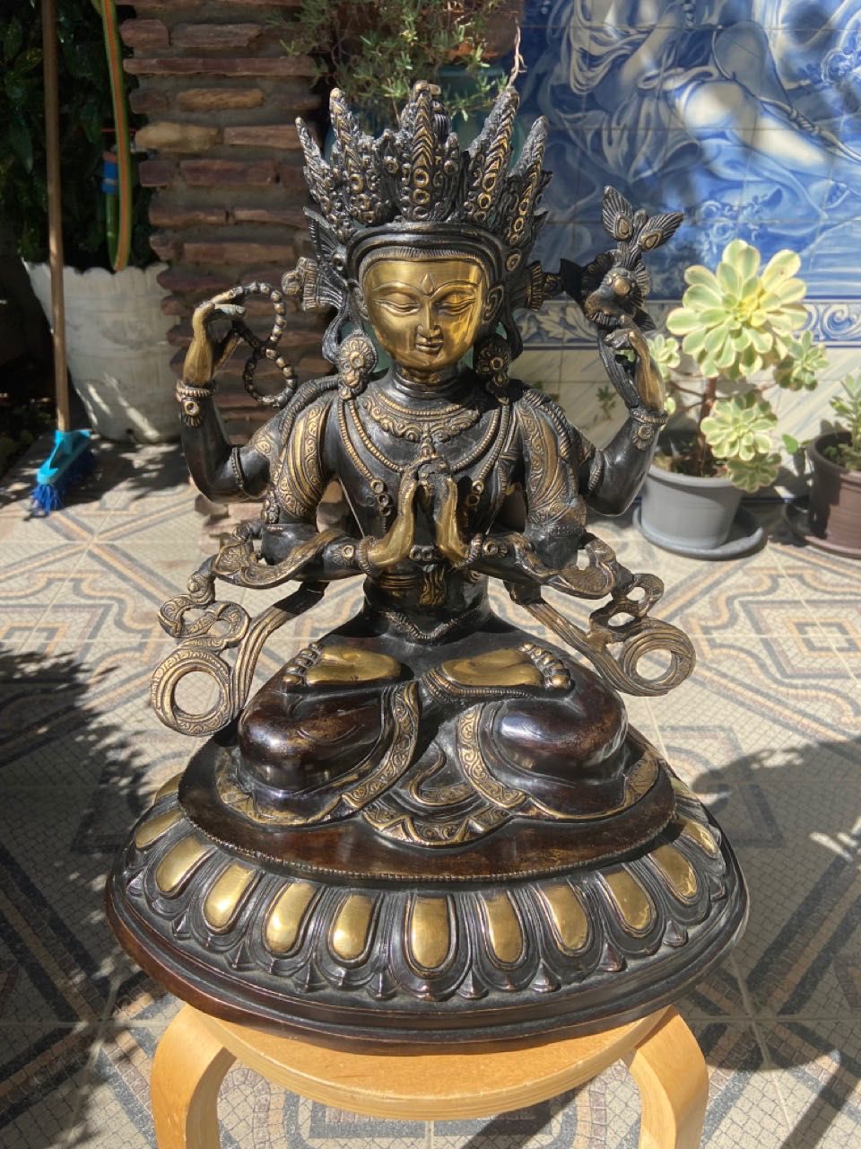 Estátua budista Chenrezig Avalokiteshvara em bronze - Buda