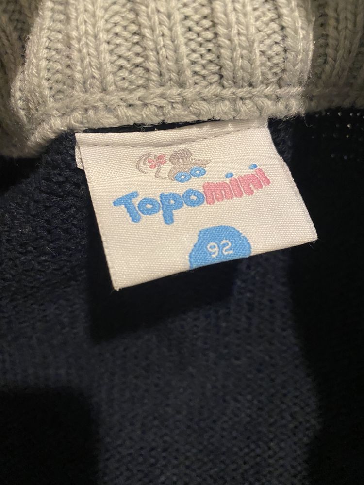Теплая кофта на змейке свитер Topomini для мальчика 92 см 2 3 года
