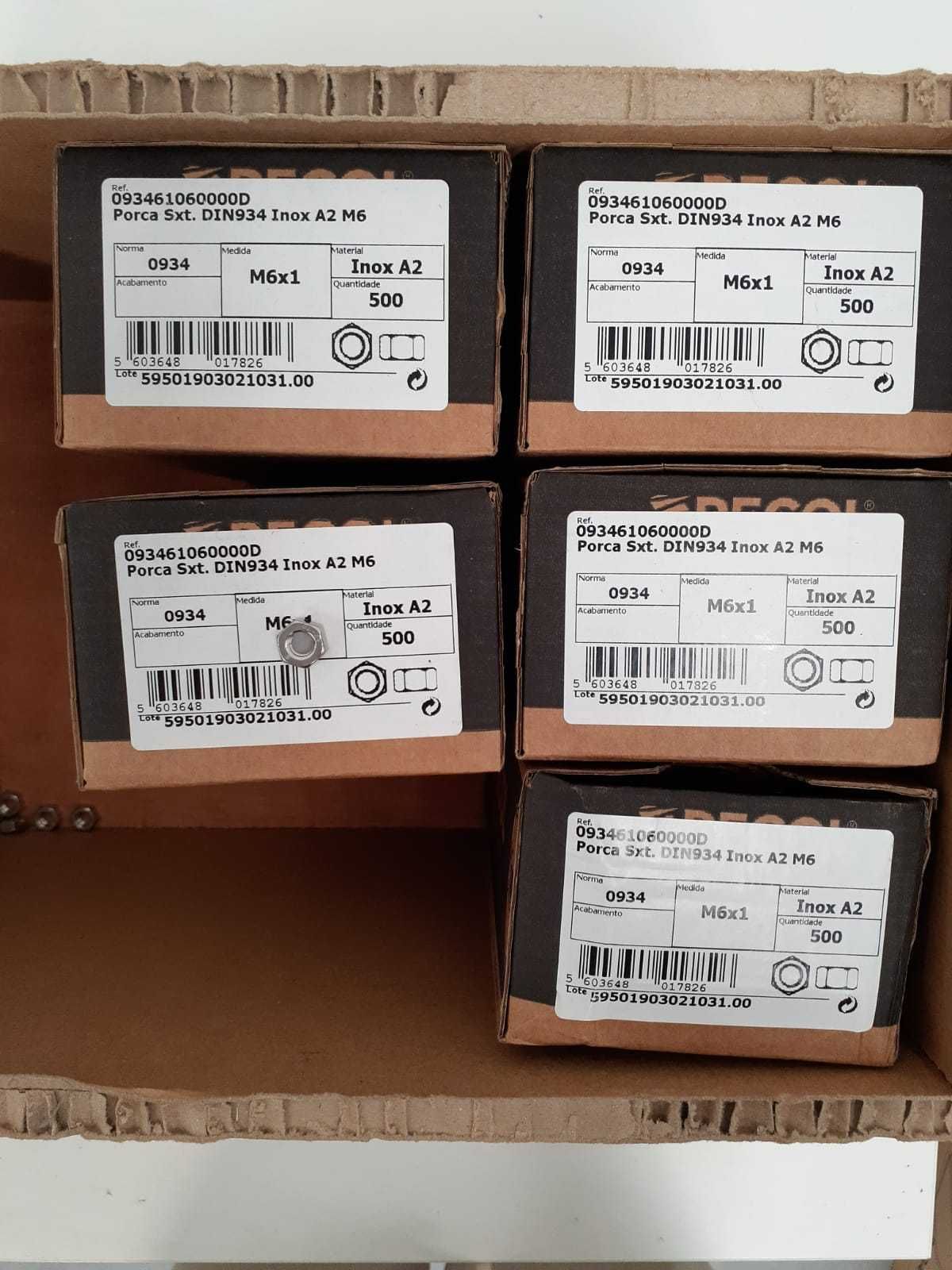 Caixa Porca sextavada PECOL - M6x1 - 500 unidades