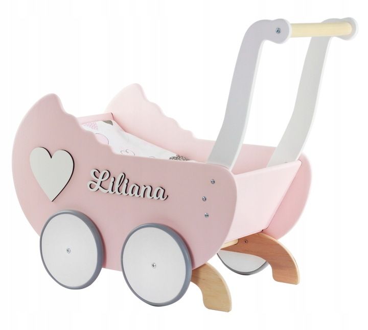 Drew Wózek Dla Lalek + Imię Dekory Pościel Stopery