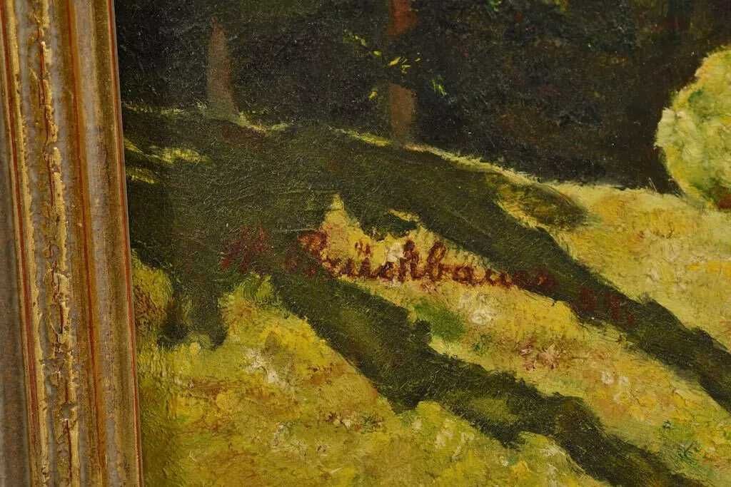 Unikatowy obraz olejny H. Brückbauer – Górski pejzaż z jeziorem 1958 r
