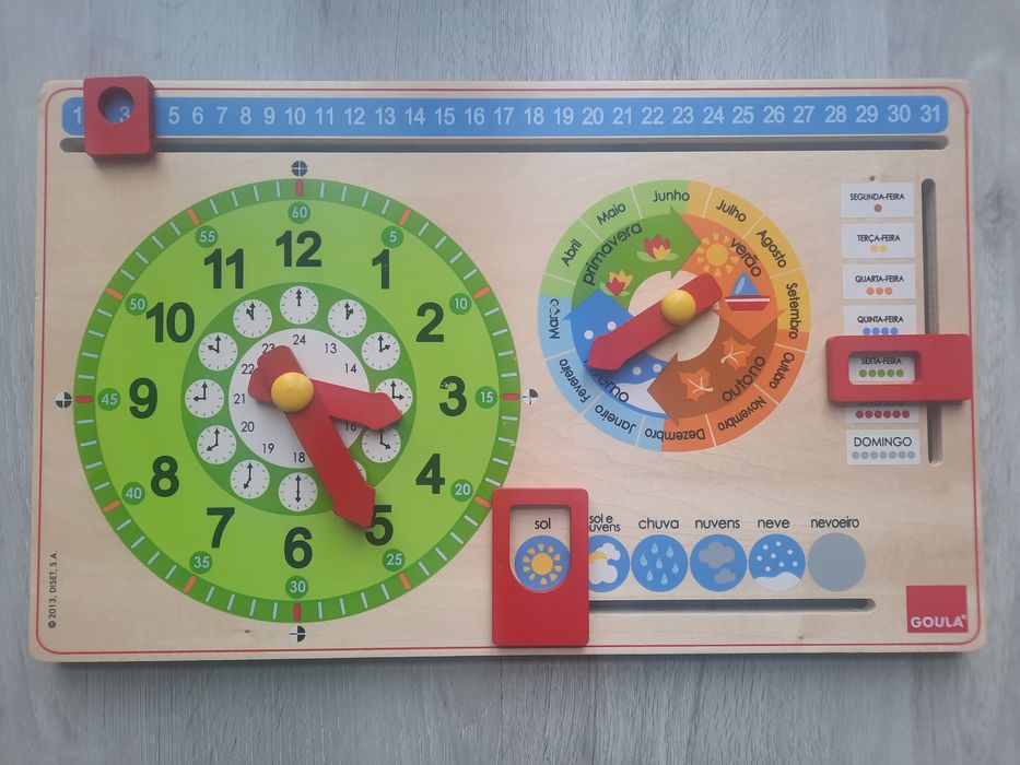 Calendário e relógio de aprendizagem