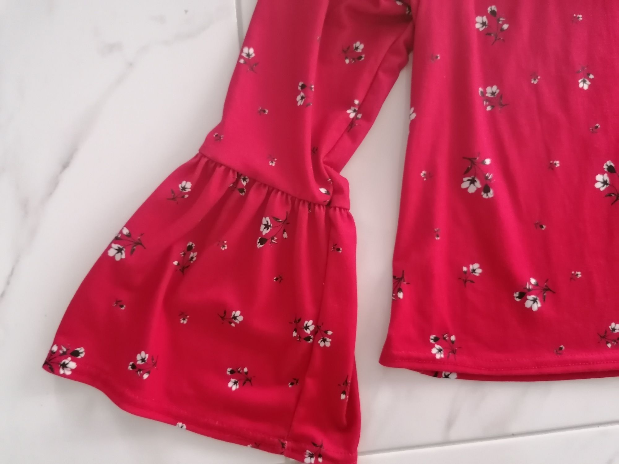 Braletka bluzeczka top czerwony szerokie rękawy New Look