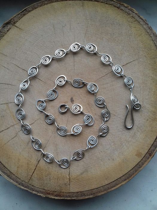 Łańcuszek srebrny handmade wire wrapping