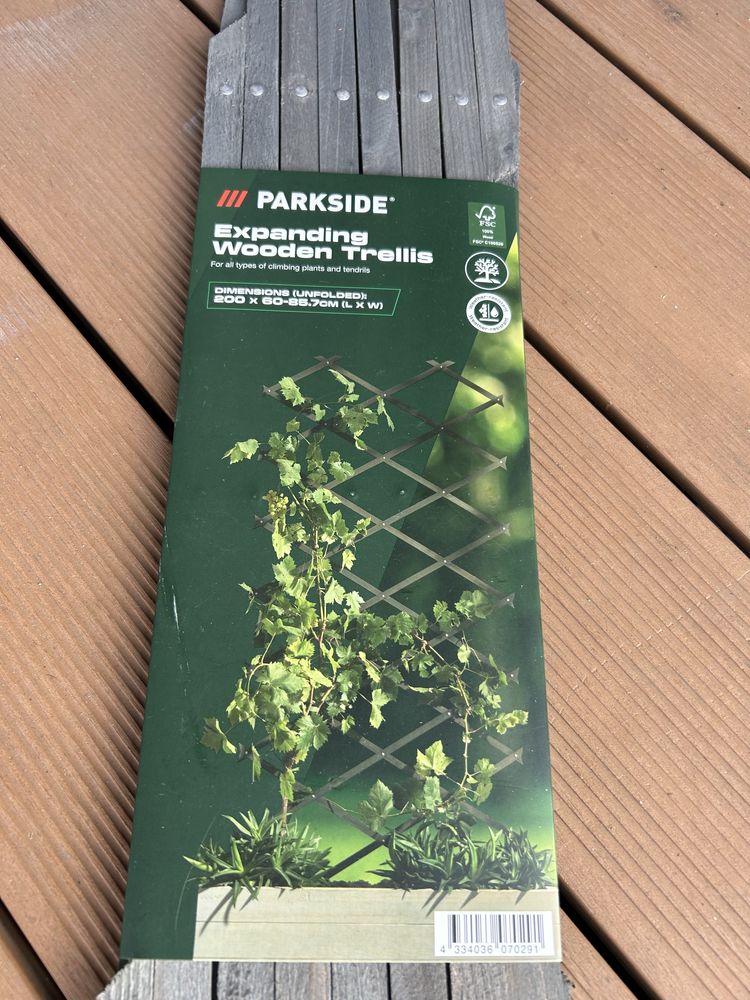 Rozsuwana krata ogrodowa drewniana 200 cm Parkside szary