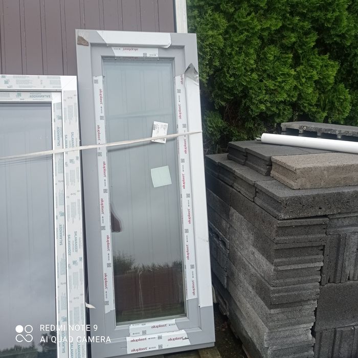 Okno 60x156 trzy szyby nowe szary aluplast