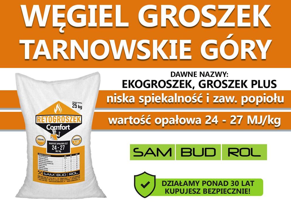 Węgiel GROSZEK (dawniej ekogroszek) TARNOWSKIE GÓRY, transport