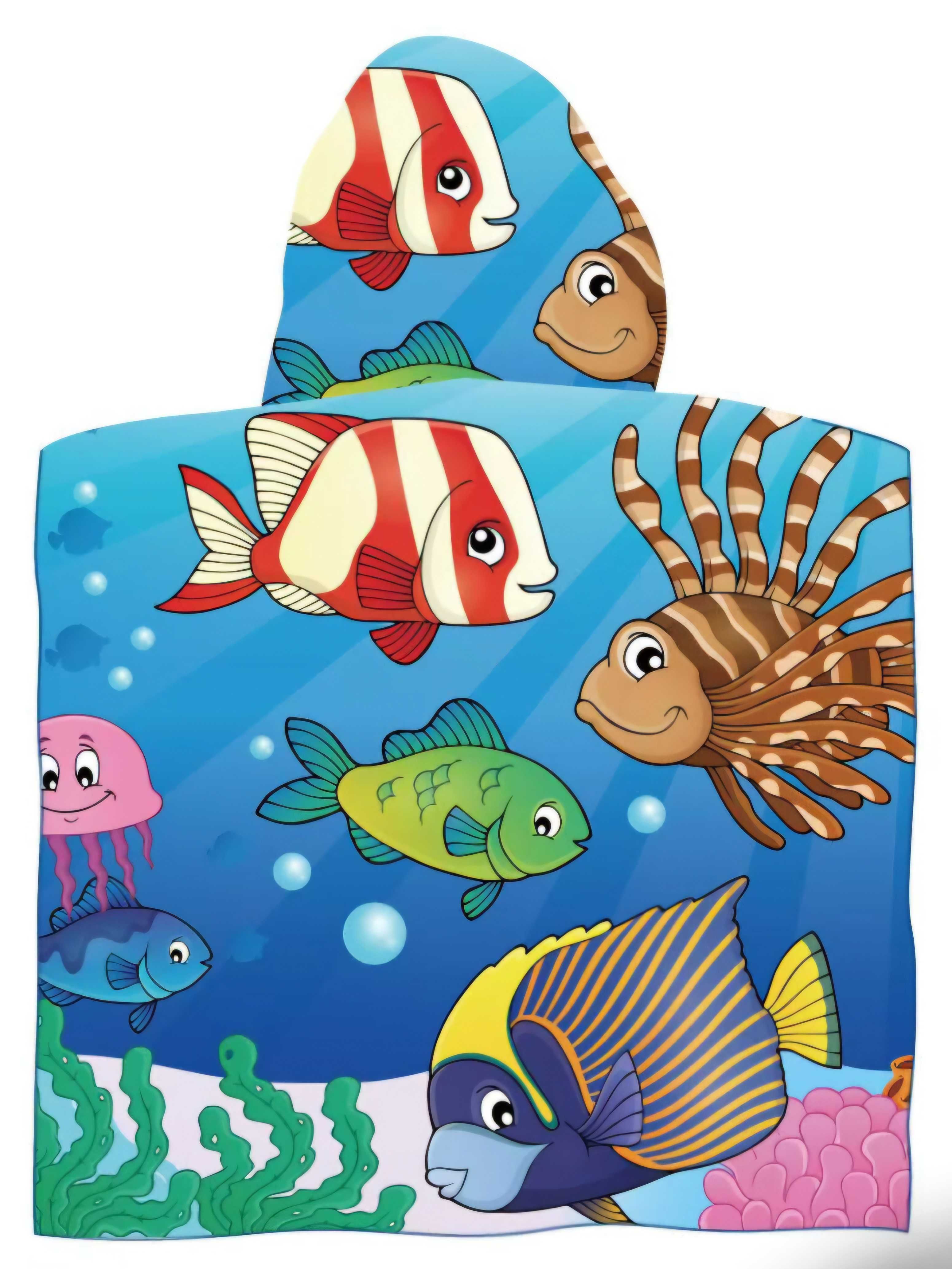 Ręcznik Kąpielowy z Kapturkiem na Basen Plażę Poncho Dziecięce 120x60