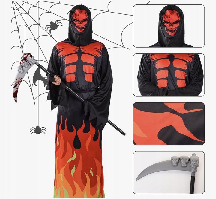 Kostium na halloween dla dorosłych ponury żniwiarz cosplay Herenear
