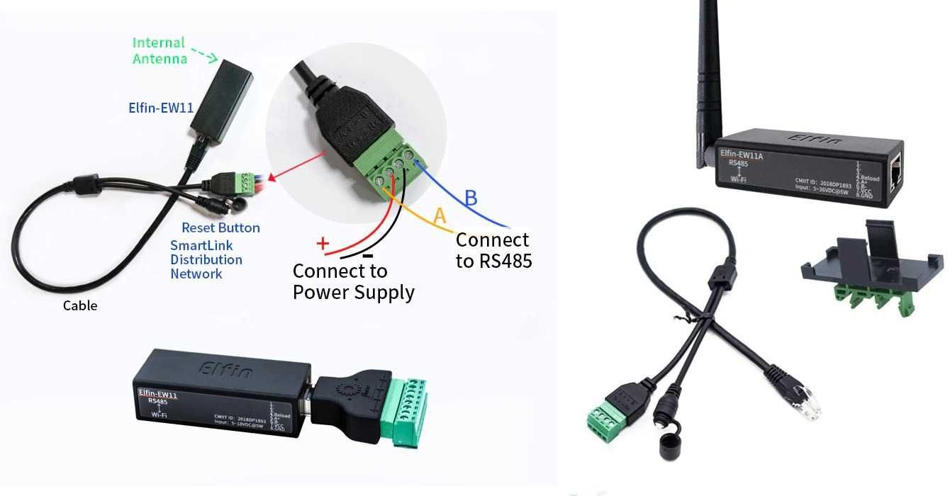 Elfin EE11A - Adaptador MODBUS RS485 TCP Ethernet