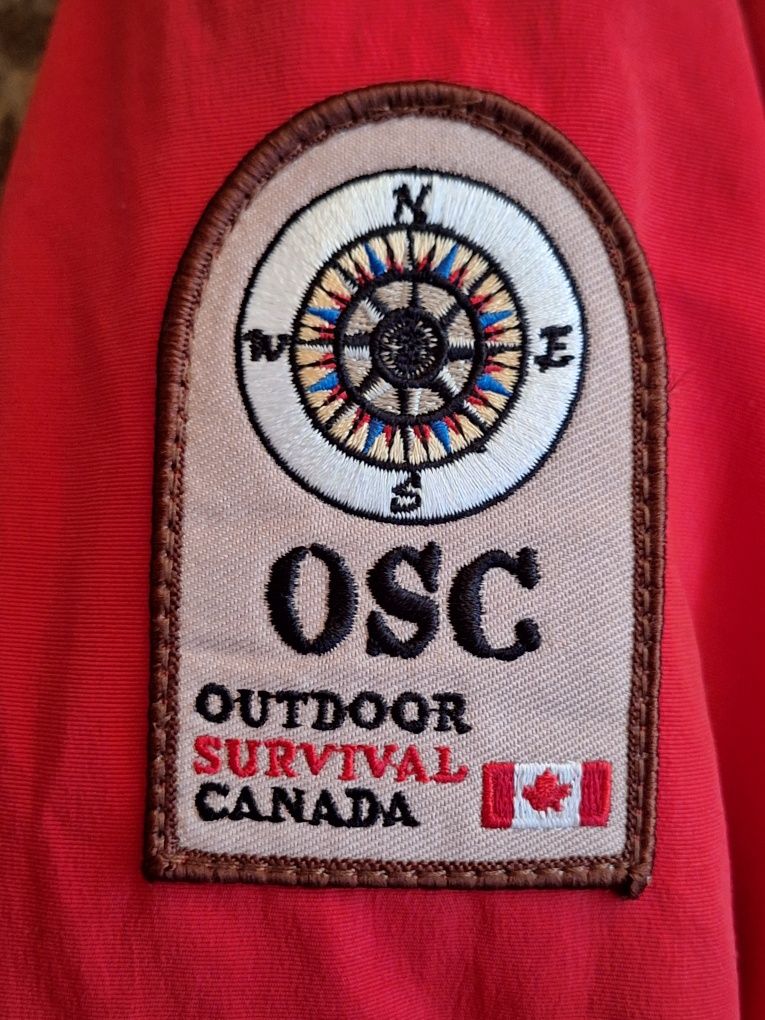Canada Outdoor Survival Męska Puchowa Czerwona kurtka z kapturem