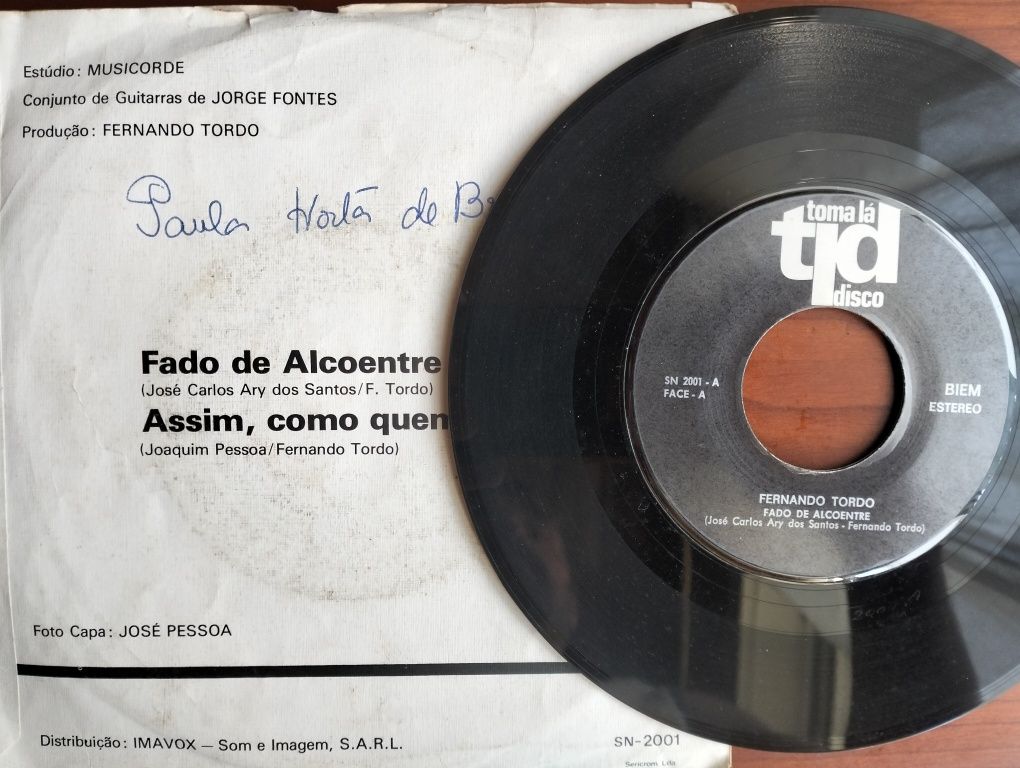 Disco de vinil single Fernando Tordo - Fado de Alcoentre
