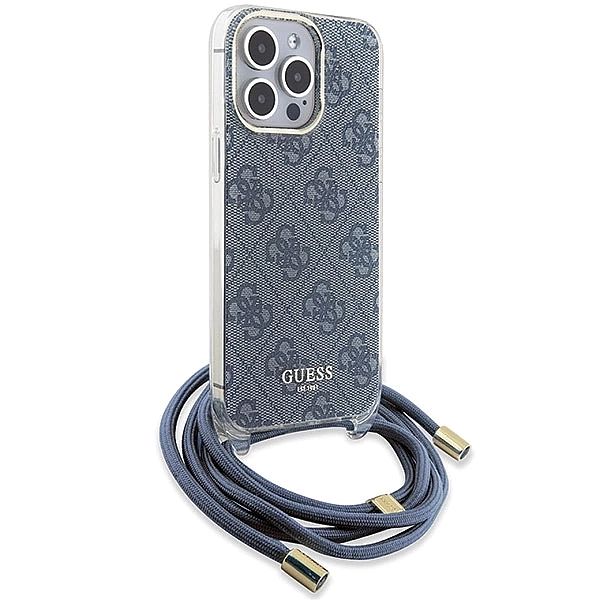 Etui Guess Crossbody Cord 4G Print na iPhone 15 Pro Max - niebieskie
