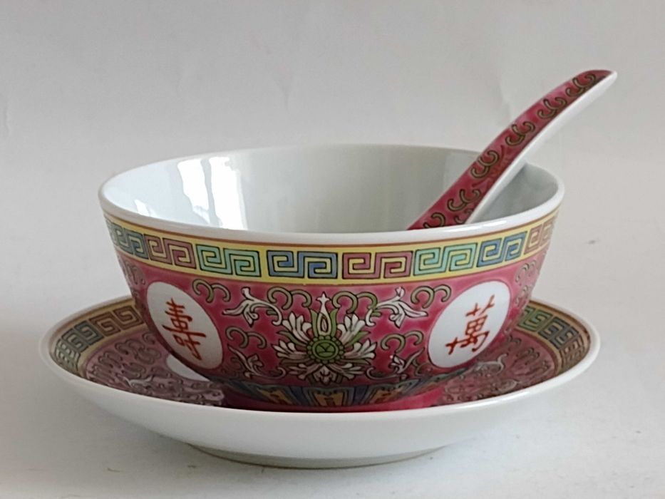 Miseczka Podstawek Łyżka - Porcelana chińska - zestaw