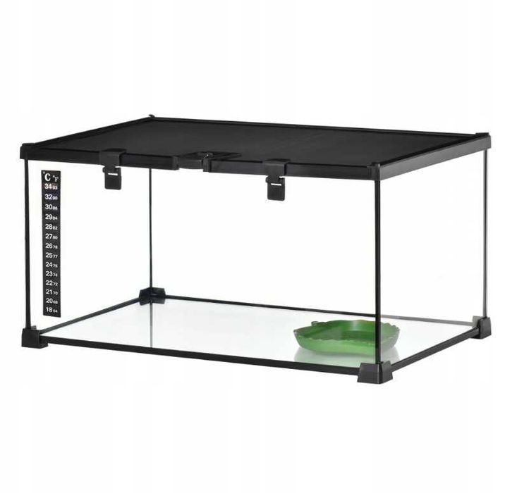 Terrarium Szklane dla Żółwia Węża Gekona Pająka Gadów Termometr OKAZJA