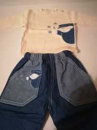 Camisola de manga comprida + calças de ganga 6 m (motivo urso-estrela)