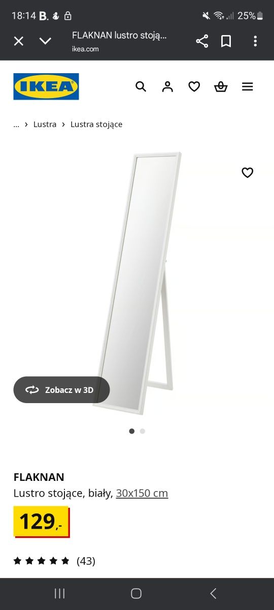Lustro stojące z ikei