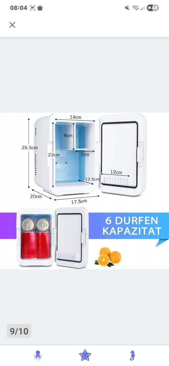 Mini lodówka przenośna 4 L  12v, 220- 240v