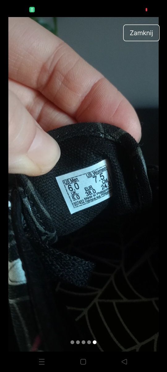 Vans Vansy 38 halloween czarne Goth Gothic emo scene pajęczyna rock