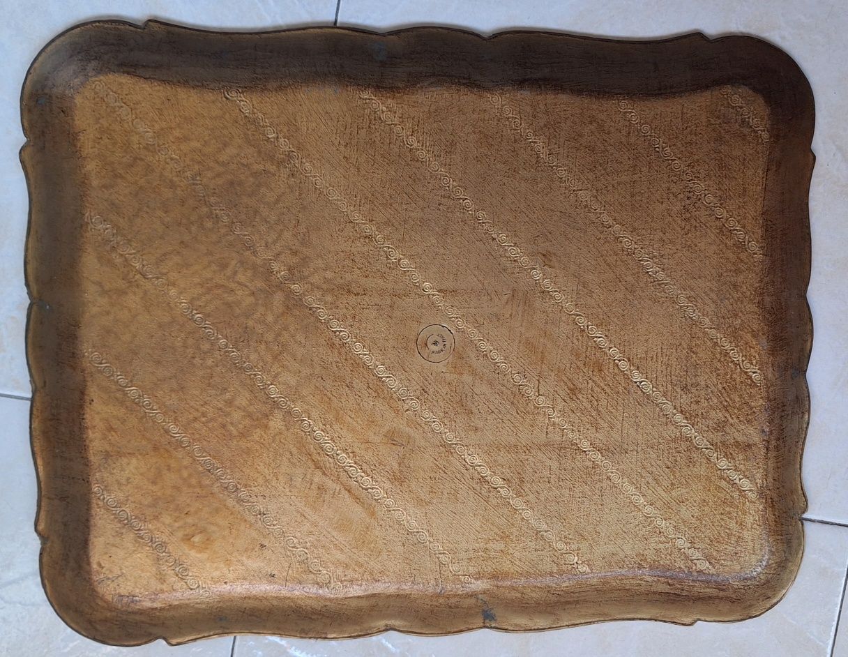 Bandeja venesiana madeira trab/pintura manual azul/dourado RESERVADA