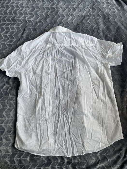 Biała koszula gładka na krótki rękaw H&M
