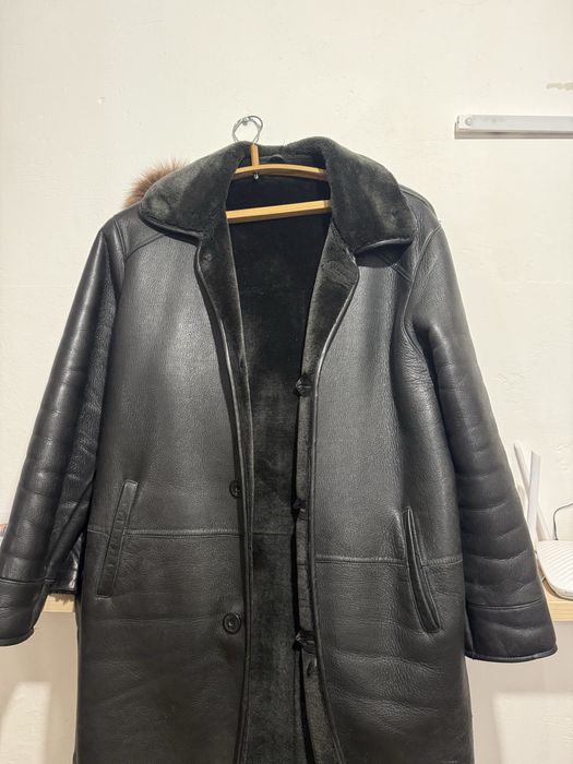 Срочно!Мужская черная дубленка, натуральная овчина