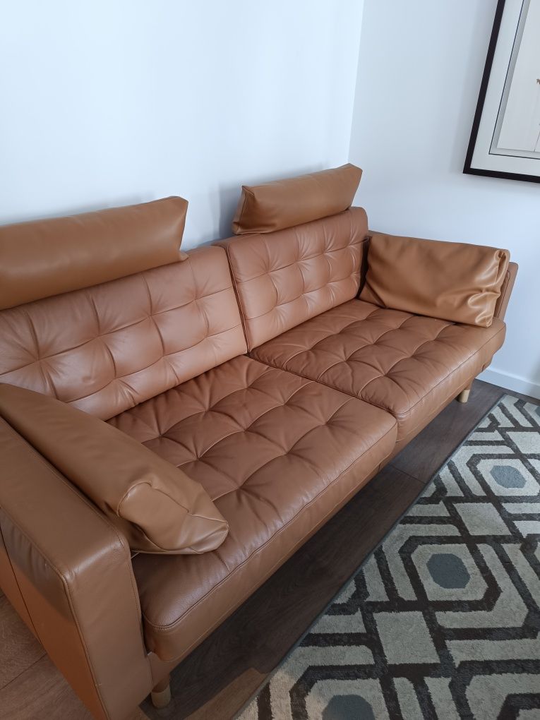 Sofá 3 lugares, IKEA Grann/Bomstad castanho dourado com pés de madeira