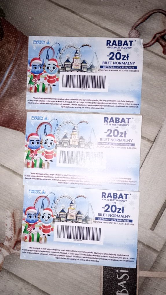 Energylandia bilety kupony 3 sztuki