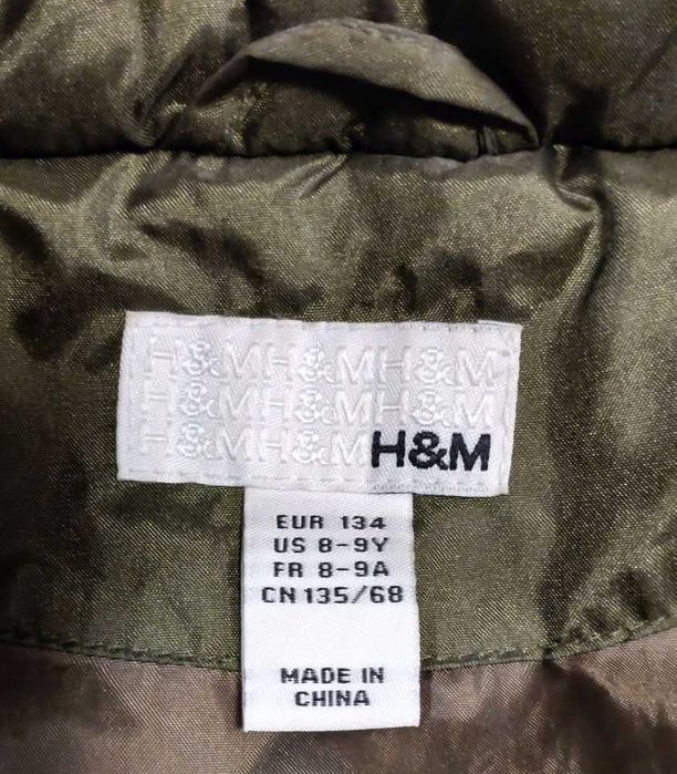 Kurtka z odpinanym kapturem H&M EU 134 8-9 lat zielona