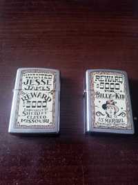 Zapalniczki zippo 2 szt. Wentet Jesse James.Reward Billy Kid