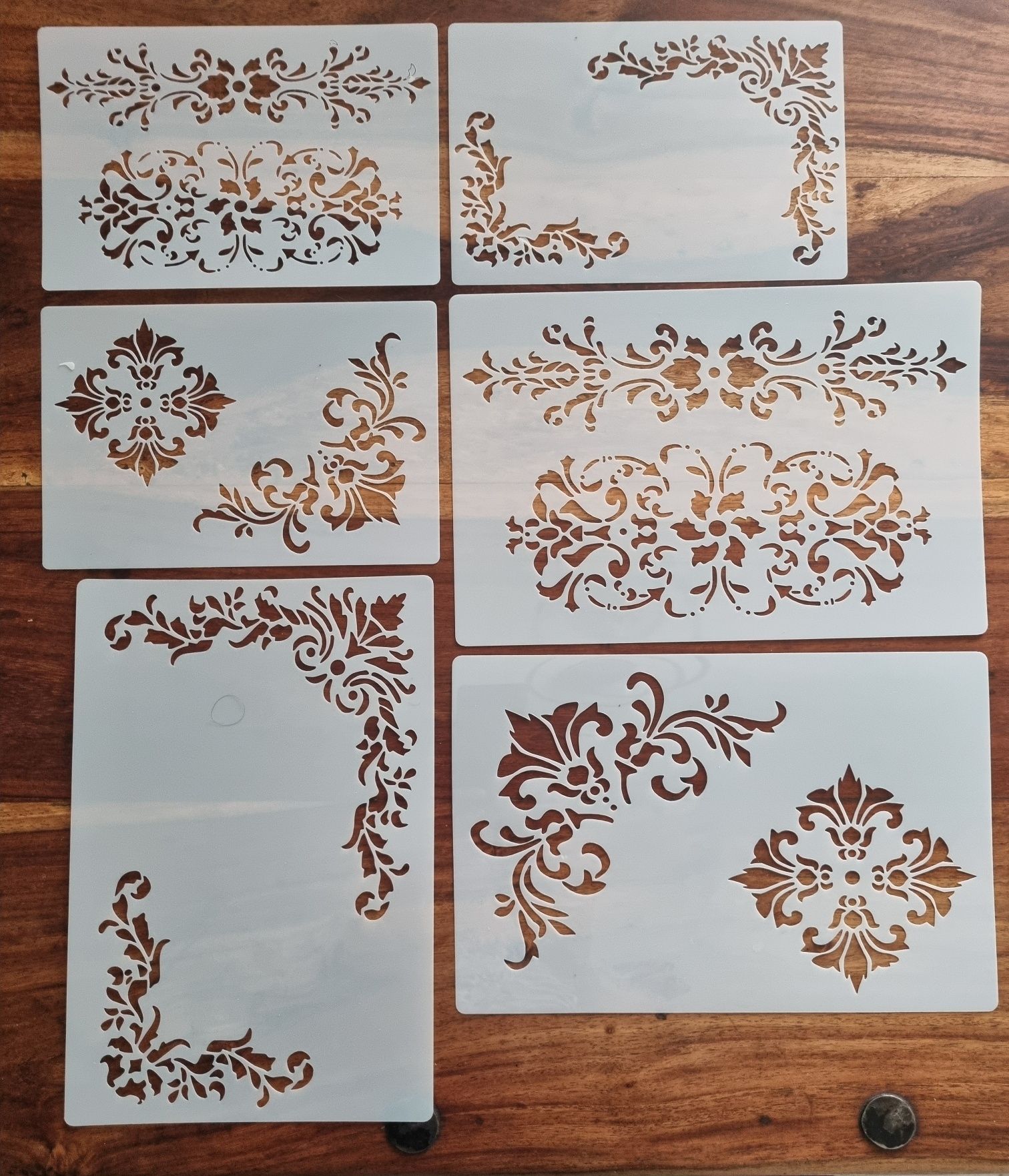 Zestaw 6szt szablonow - Nowe - do malowania , DIY, tynku ozdobnego,