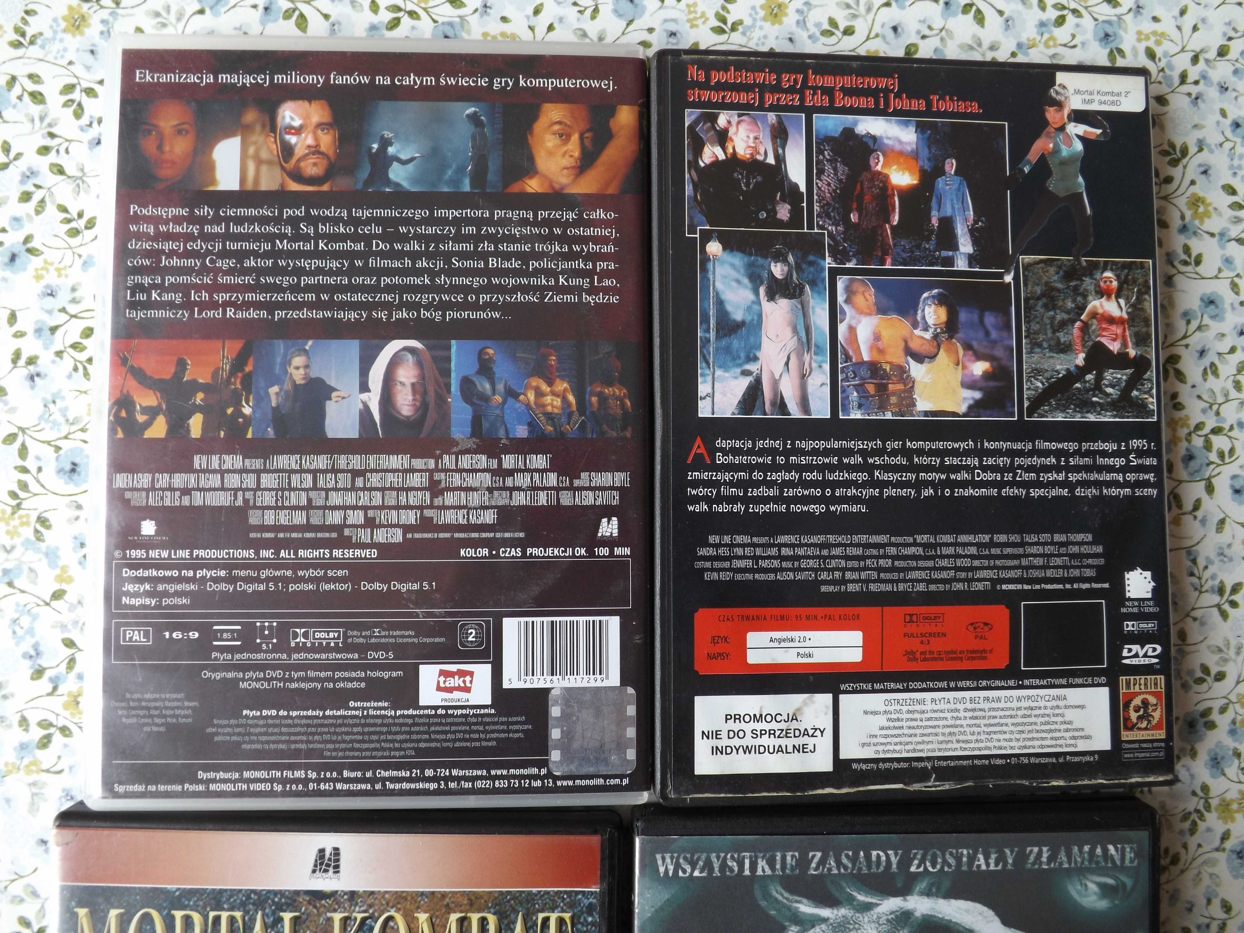 Mortal Kombat cztery dvd filmy, bajki karate unikat