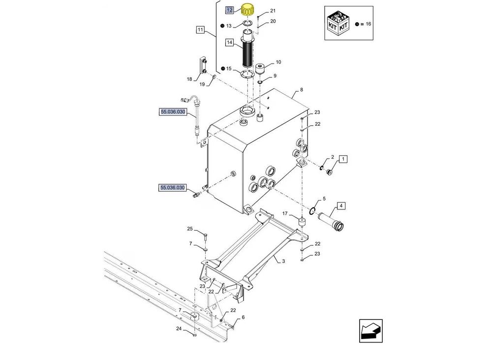 Korek zbiornika oleju hydraulicznego NewHolland 8739.4398 ORYGINAŁ CNH