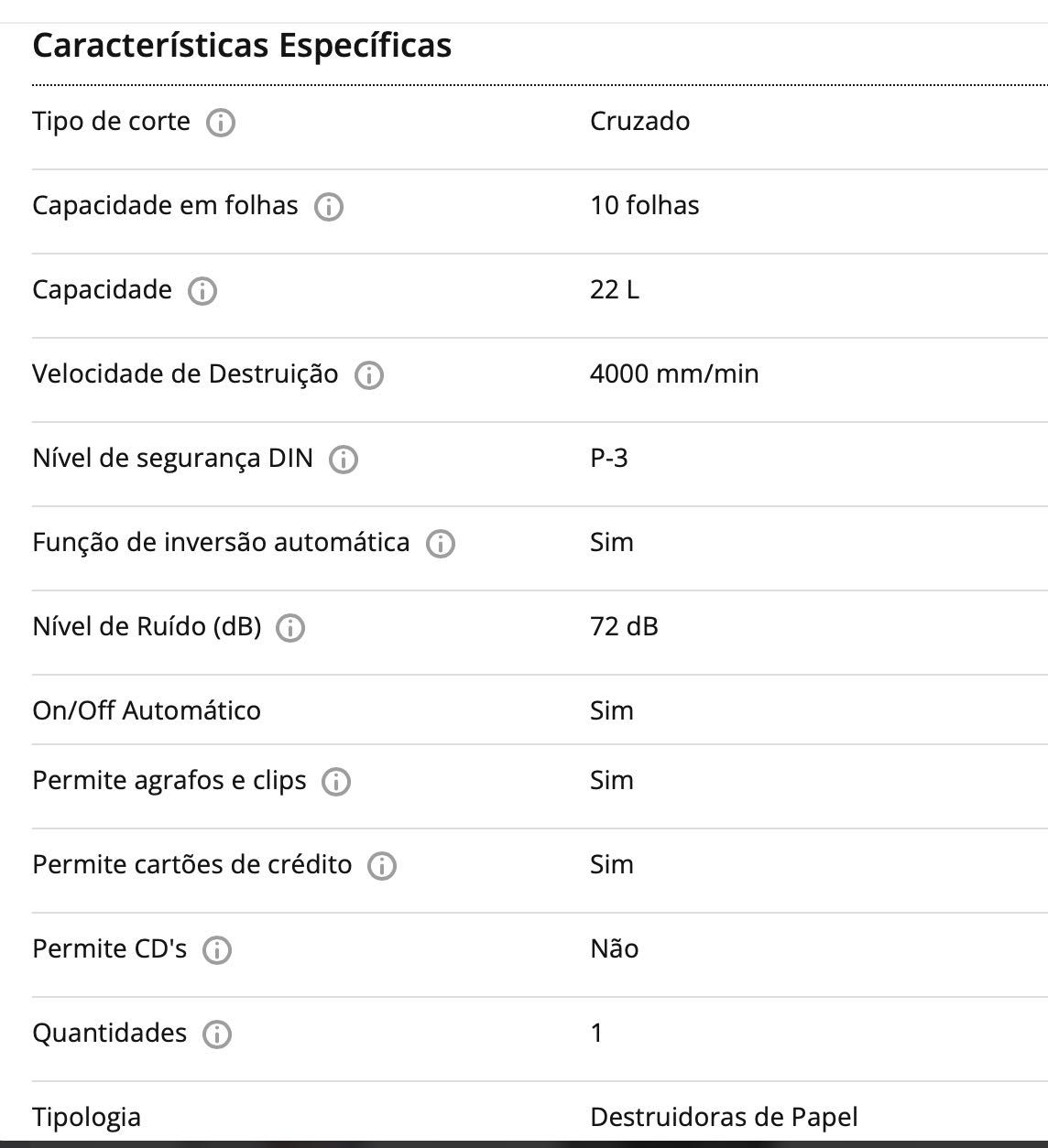 Destruidora de papel FELLOWES 60Cs (10 folhas - Capacidade: 22 L)