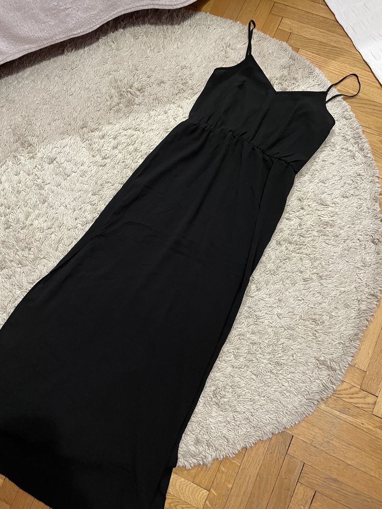 Sukienka czarna zwiewna H&M 38 basic długa maxi