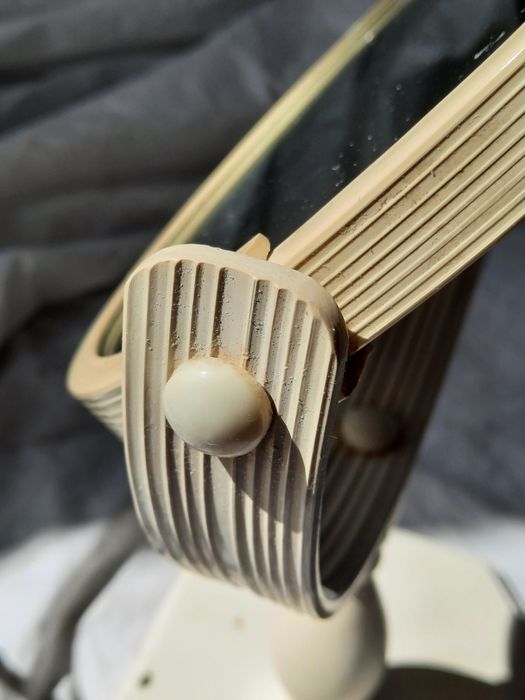 Lustro stojące vintage drewno okrągłe retro unikat białe toaletka