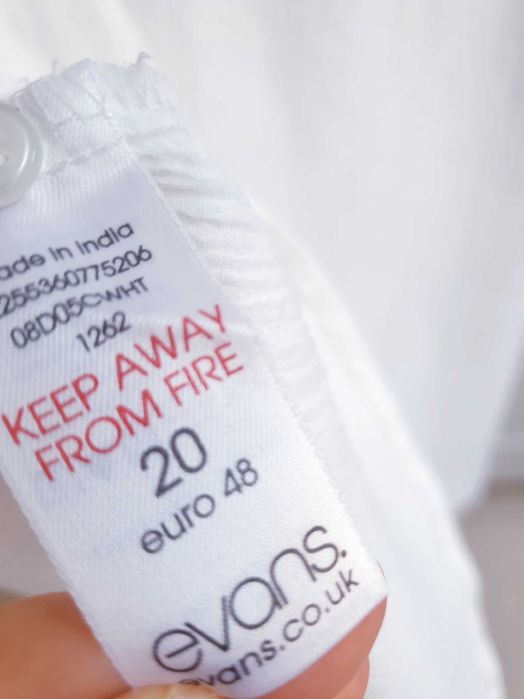 Biała bluzka koszula z kreszowanej bawełny koronki 46 48 Evans