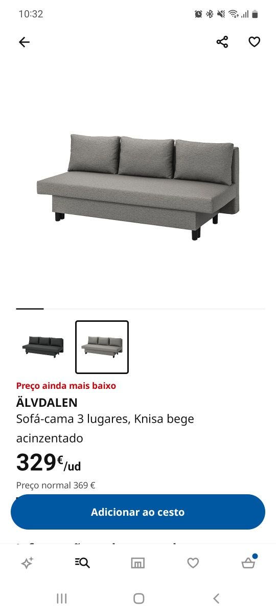 Sofá-cama IKEA como novo