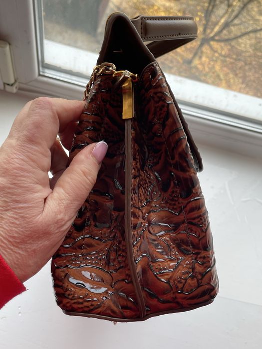 Вінтажна сумка - сатчел з тисненням під крокодилячу шкіру