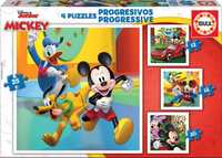 Educa - 4 Puzzles Progressivos Mickey & Friends - NOVO e SELADO