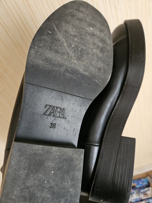 Сапоги трубы Zara 38 чоботи труби натуральна шкіра
