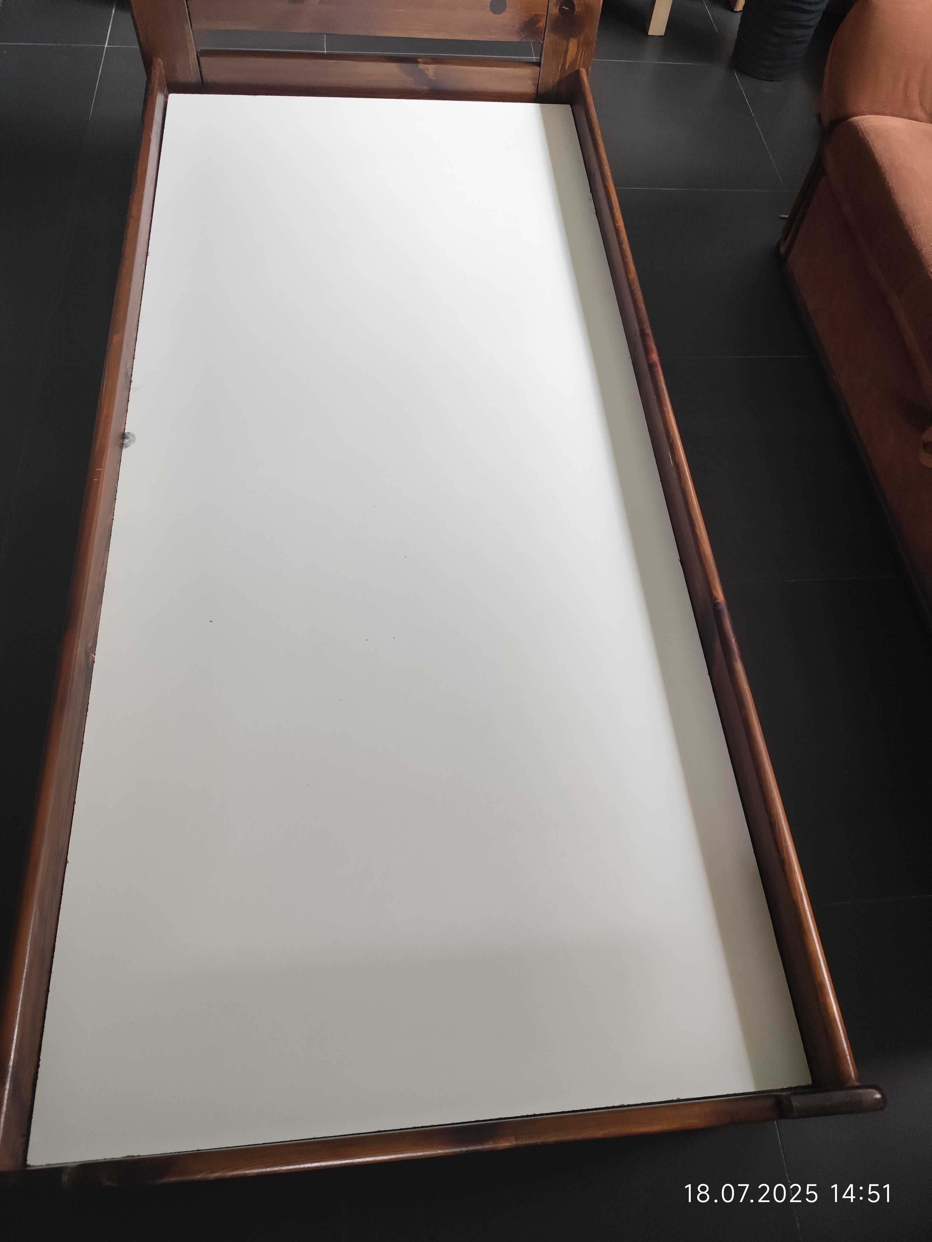 Łóżko z materacem i stelazem drewniane sosnowe 200 x 90 Ikea Sultan