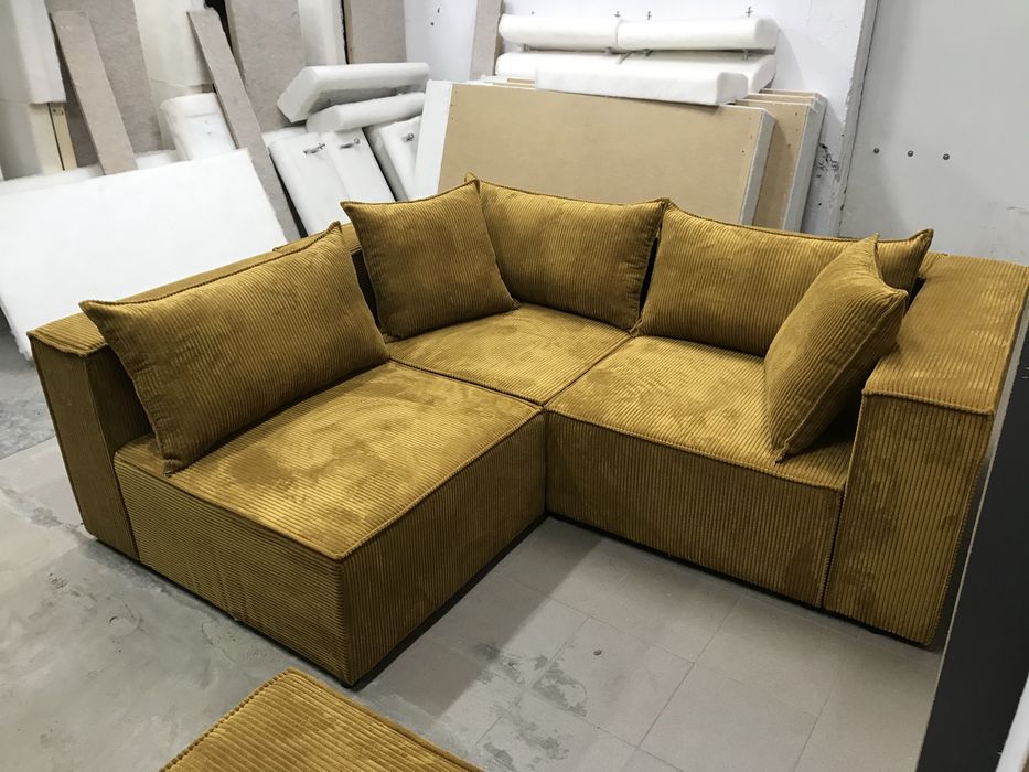 Narożnik rogówka kanapa modułowa Darmowa dostawa , szary sztruks poso