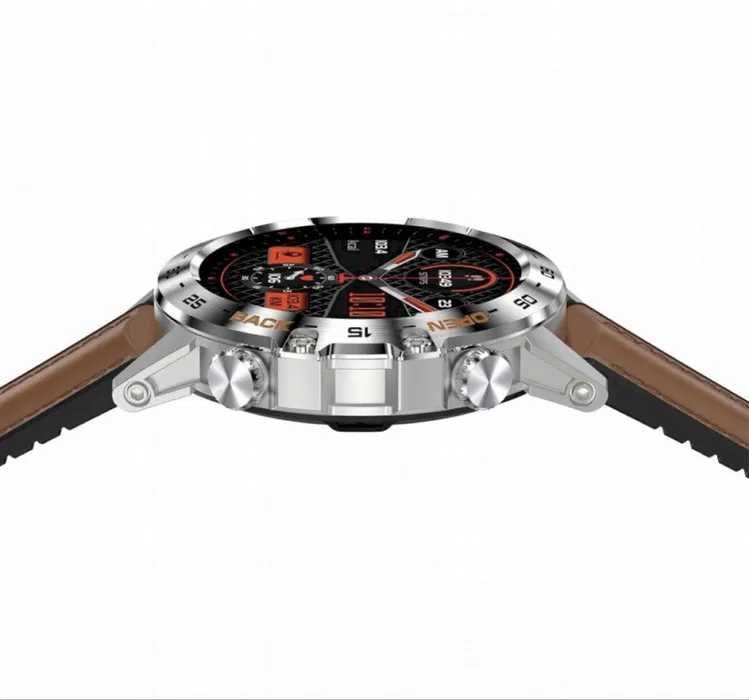 SMARTWATCH GRAVITY GT9-8 srebrno-brązowy pasek skóra