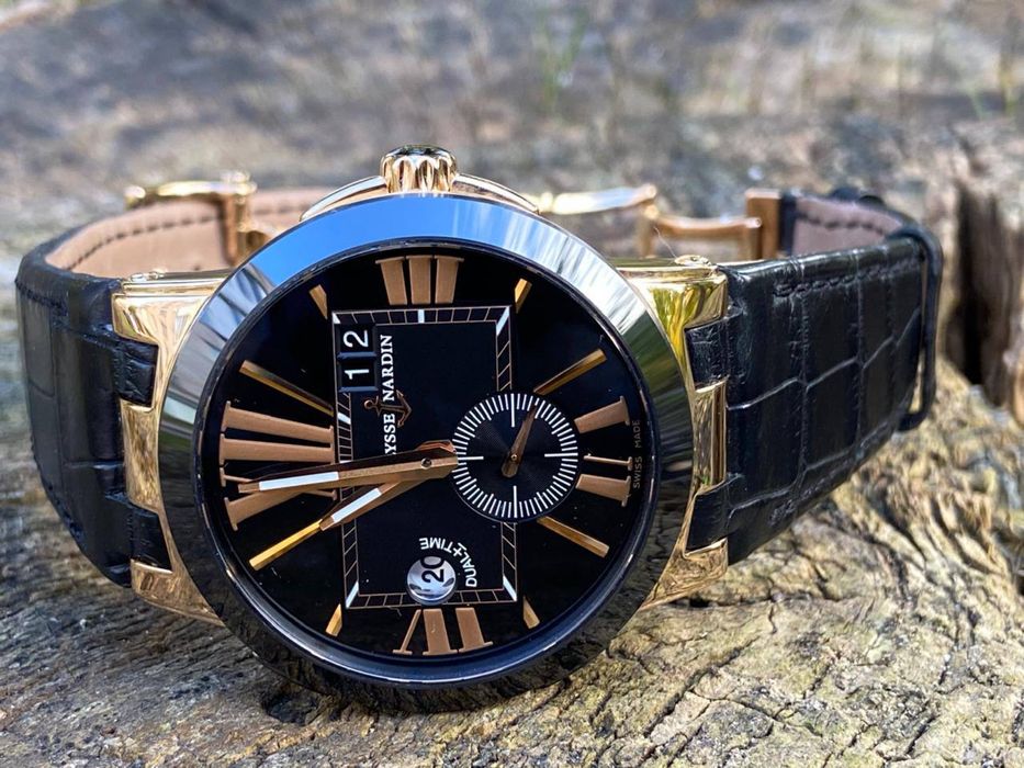 Годинник Ulysse Nardin Dual Time Men's Black Crocodail