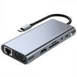 USB Type C хаб - кардридер 11-в-1 HDMI+ USB3.0*1+USB2.0*3+PD 87W
