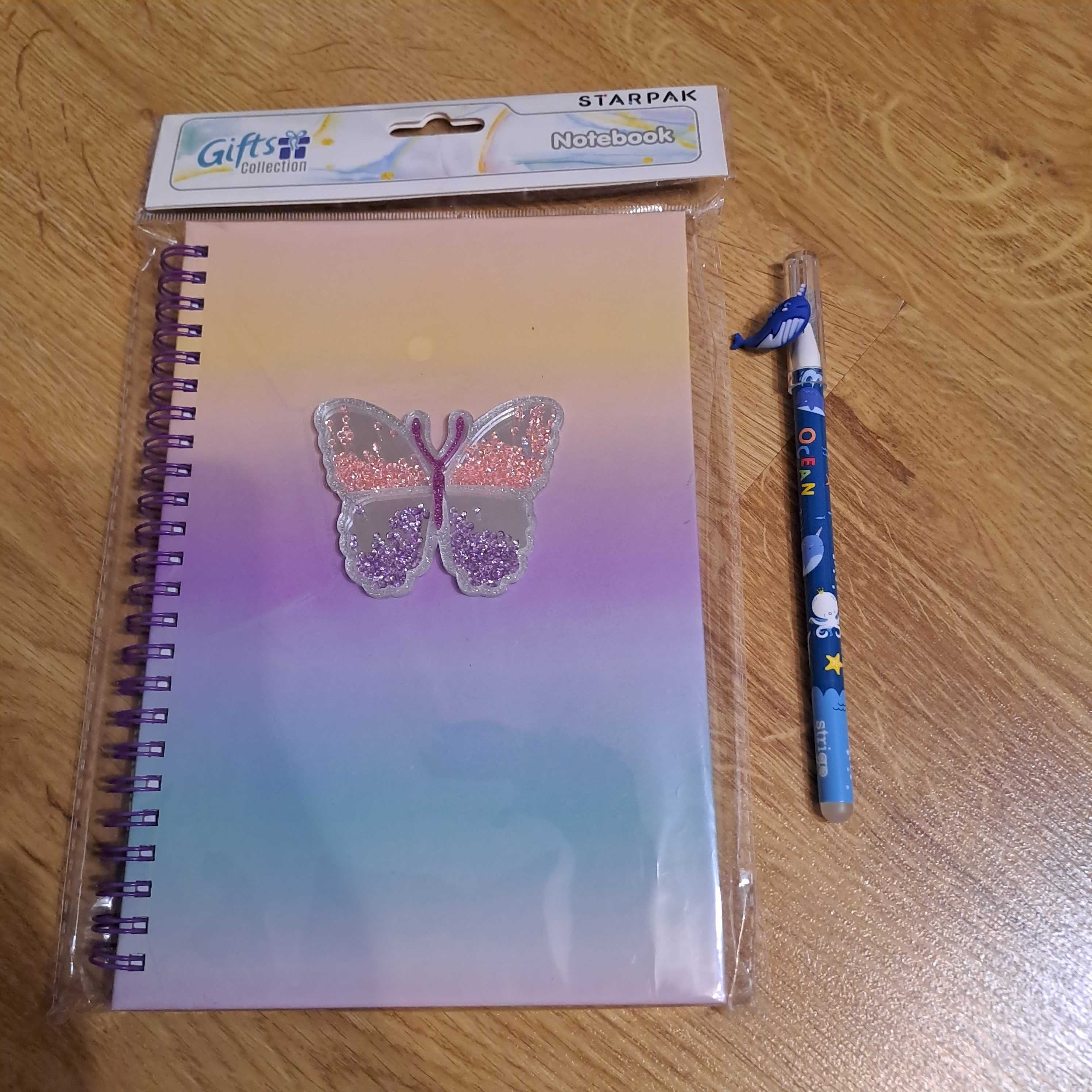 Notes Starpak na spirali A5 Motyl, długopis wymazywalny - zestaw